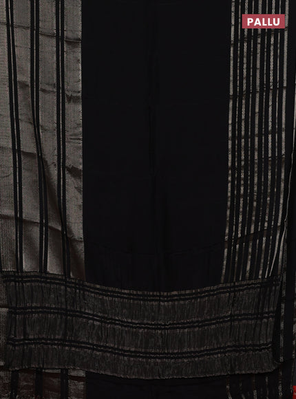Semi mysore silk saree black and rust shade with plain body and long zari woven border
