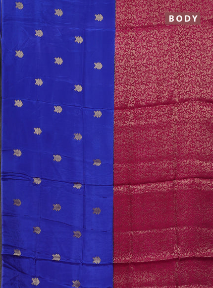 Semi mysore silk saree blue and pink with half & half style and long zari woven border