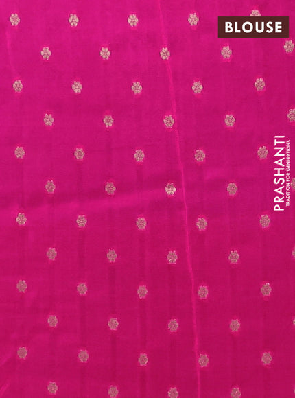 Semi mysore silk saree blue and pink with half & half style and long zari woven border