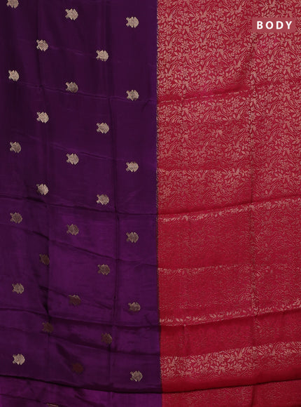 Semi mysore silk saree purple and pink with half & half style and long zari woven border