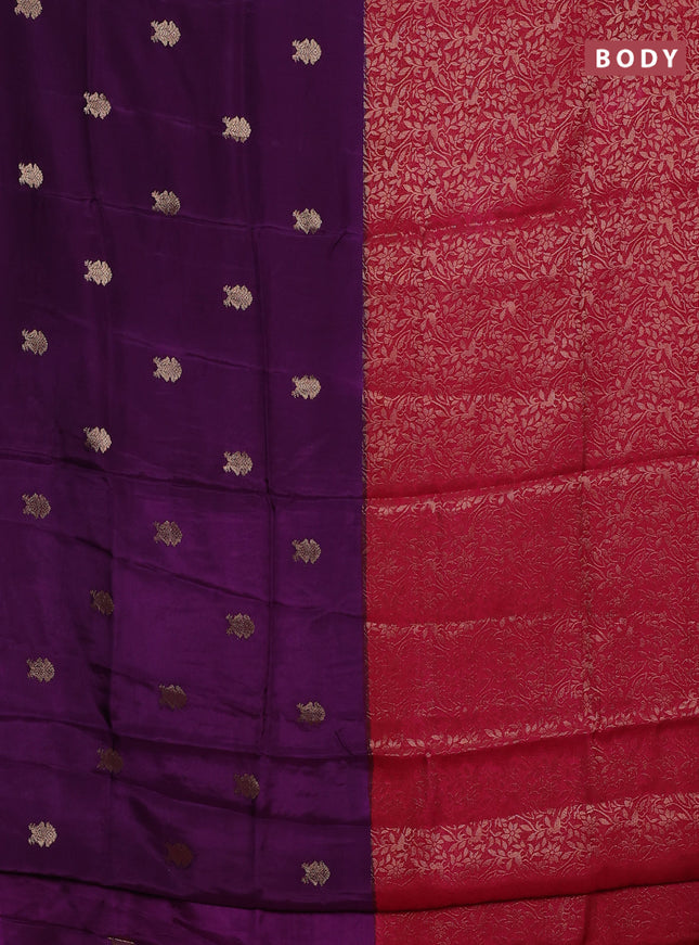 Semi mysore silk saree purple and pink with half & half style and long zari woven border
