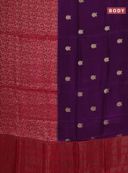 Semi mysore silk saree purple and pink with half & half style and long zari woven border