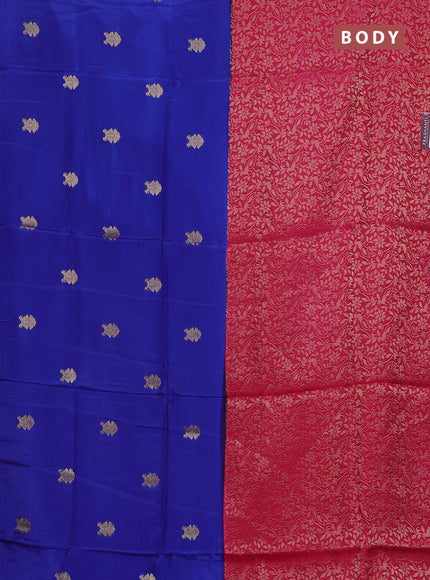 Semi mysore silk saree blue and pink with half & half style and long zari woven border