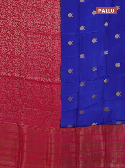 Semi mysore silk saree blue and pink with half & half style and long zari woven border