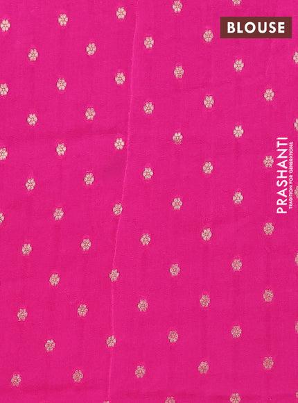 Semi mysore silk saree blue and pink with half & half style and long zari woven border