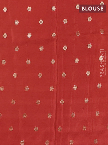 Semi mysore silk saree beige and rust shade with half & half style and long zari woven border