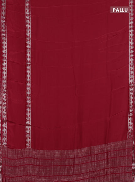 Semi mysore silk saree maroon and green with plain body and long rettapet zari woven border