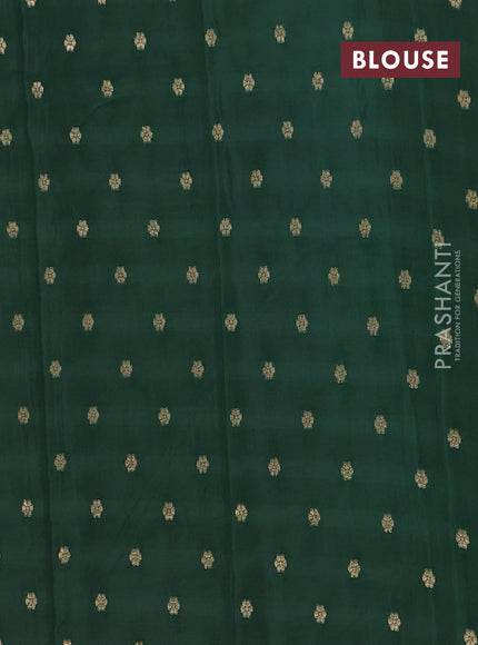 Semi mysore silk saree maroon and green with plain body and long rettapet zari woven border