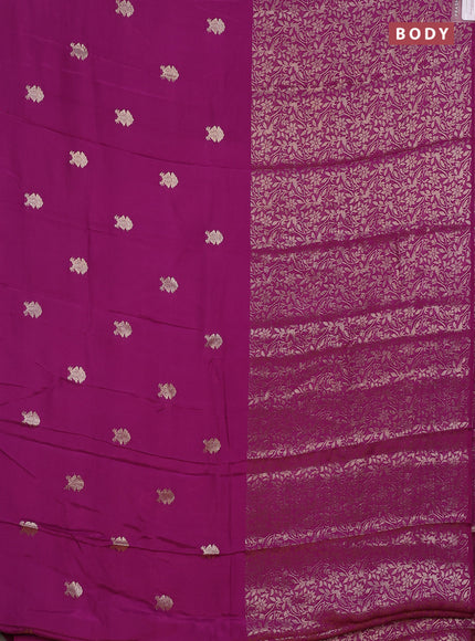 Semi mysore silk saree purple and yellow with zari woven buttas and long zari woven border
