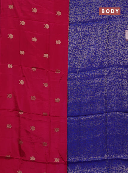 Semi mysore silk saree pink and blue with half & half style and long zari woven border