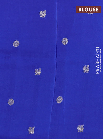 Semi mysore silk saree pink and blue with half & half style and long zari woven border