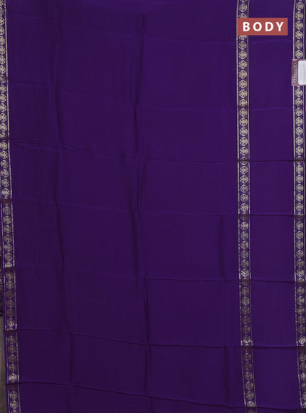 Semi mysore silk saree violet and pink with plain body and long rettapet zari woven border