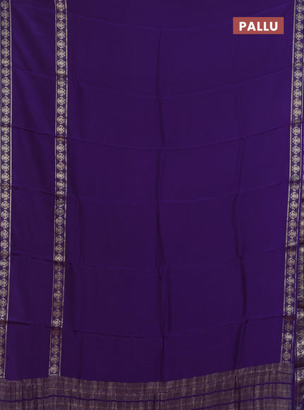 Semi mysore silk saree violet and pink with plain body and long rettapet zari woven border