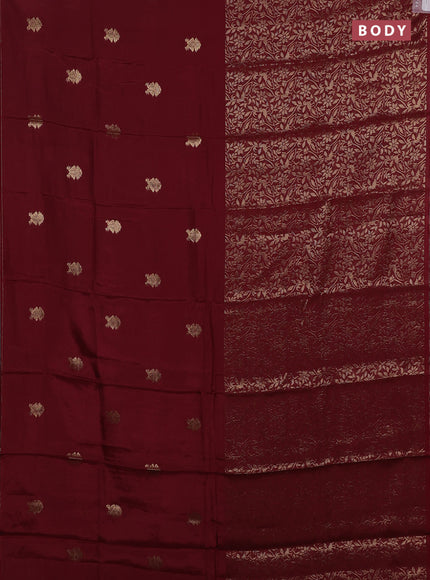 Semi mysore silk saree deep maroon and bottle green with allover zari woven buttas and long zari woven border
