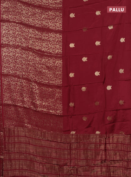 Semi mysore silk saree deep maroon and bottle green with allover zari woven buttas and long zari woven border