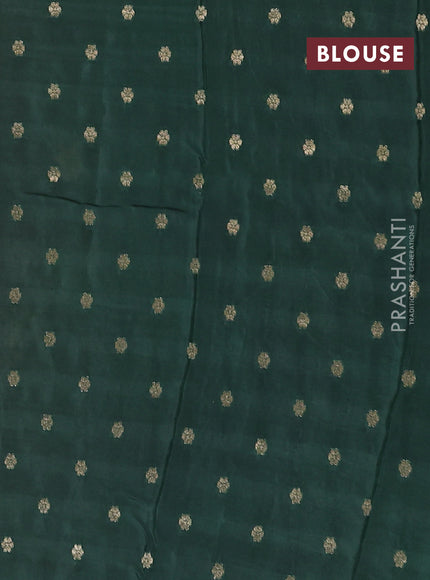 Semi mysore silk saree deep maroon and bottle green with allover zari woven buttas and long zari woven border