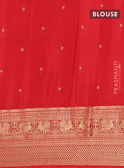 Semi mysore silk saree wine shade and red with allover zari checks & buttas and zari woven border