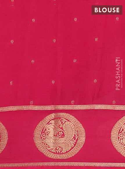 Semi mysore silk saree mauve pink and pink with allover small zari checked pattern and zari woven butta border