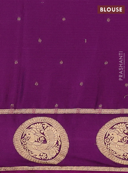 Semi mysore silk saree mauve pink and purple with allover small zari checked pattern and zari woven butta border