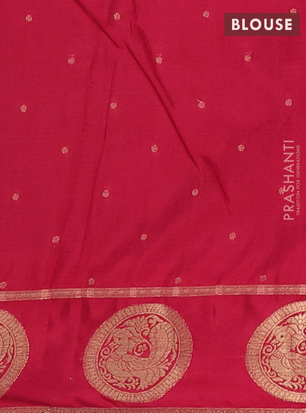 Semi mysore silk saree coffee brown and pink with allover small zari checked pattern and zari woven butta border