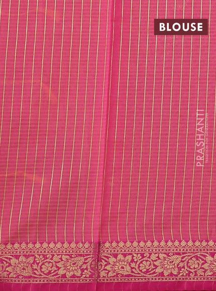 Banarasi semi dupion saree sunset orange and pink with thread & zari woven buttas and zari woven border