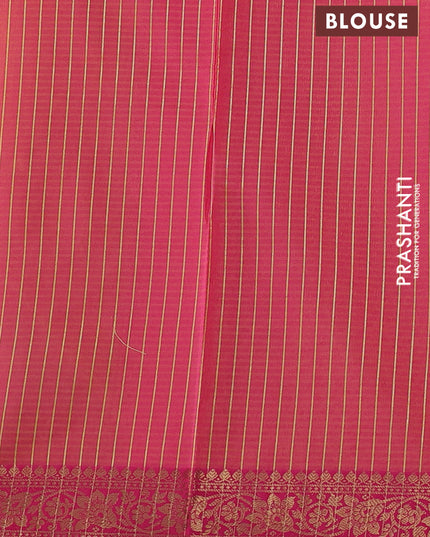 Banarasi semi dupion saree mustard yellow and pink with thread & zari woven buttas and zari woven border