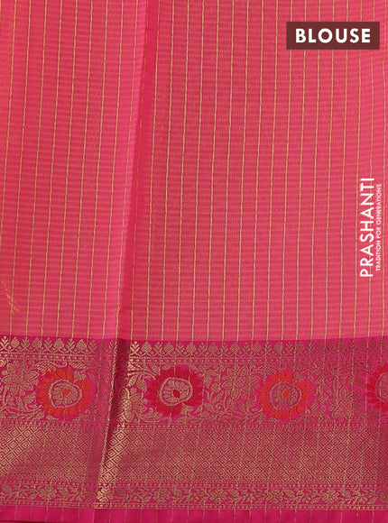 Banarasi semi dupion saree dual shade of pinkish yellow and pink with zari woven buttas and zari woven border