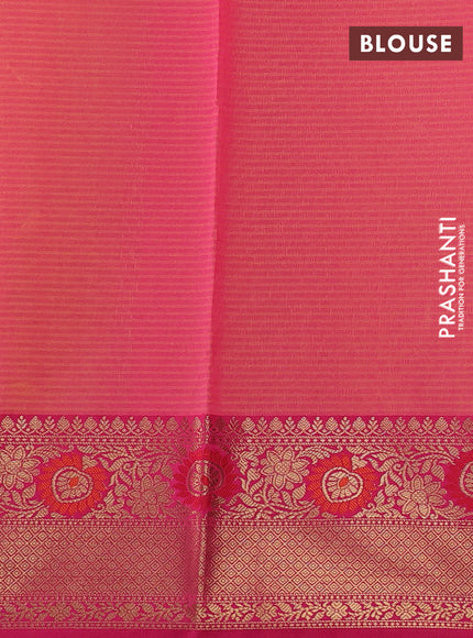 Banarasi semi dupion saree mustard yellow and pink with zari woven buttas and zari woven border