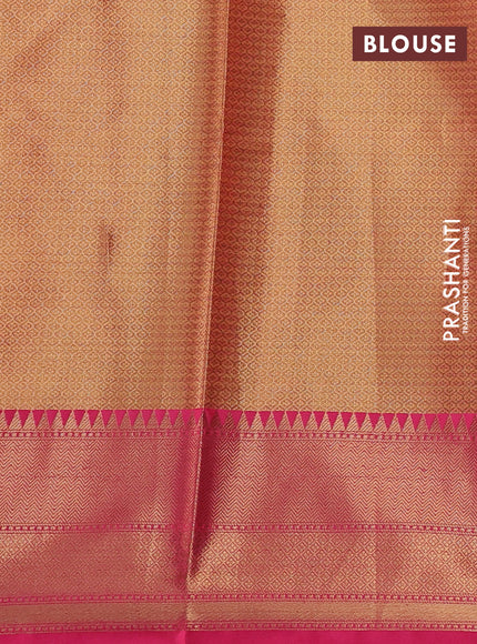 Banarasi semi dupion saree sunset orange and pink with thread & zari woven buttas and zari woven border