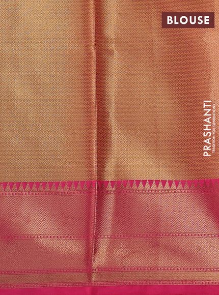 Banarasi semi dupion saree dual shade of greenish blue and pink with thread & zari woven buttas and zari woven border