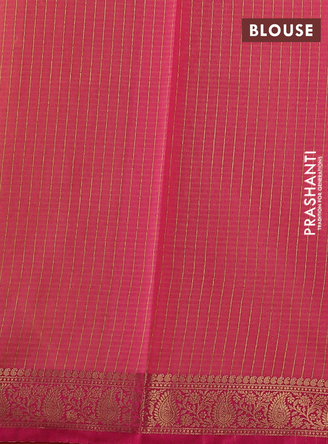 Banarasi semi dupion saree mustard yellow and pink with zari woven buttas and zari woven border