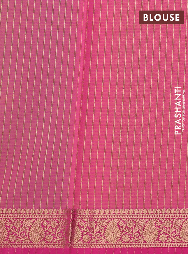 Banarasi semi dupion saree dual shade of bluish green and pink with zari woven buttas and zari woven border