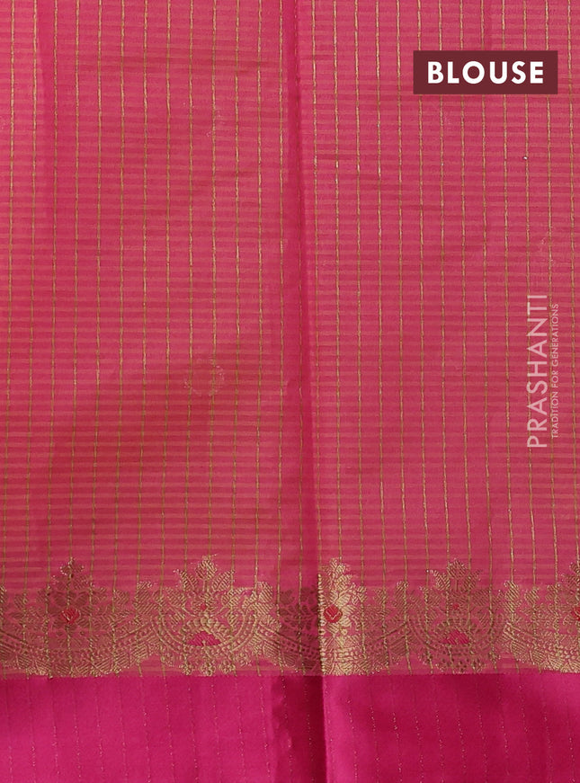 Banarasi semi dupion saree mustard yellow and pink with zari woven buttas and zari woven simple border