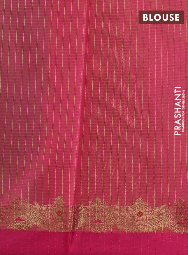 Banarasi semi dupion saree dual shade of greenish blue and pink with zari woven buttas and zari woven simple border