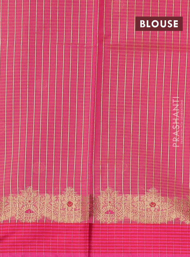 Banarasi semi dupion saree sunset orange and pink with zari woven buttas and zari woven simple border
