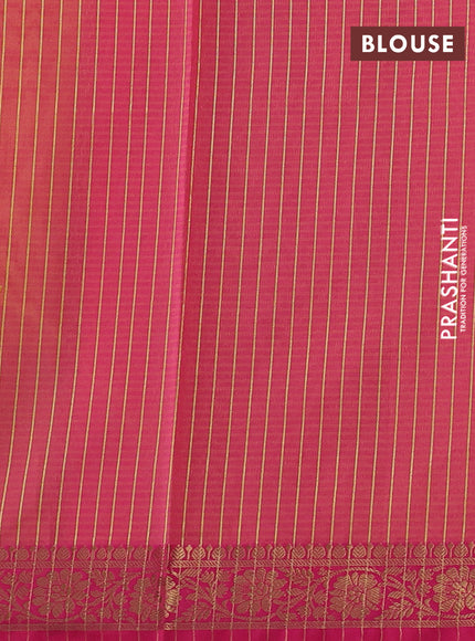 Banarasi semi dupion saree mustard yellow and pink with zari woven buttas and zari woven border