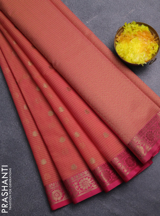 Banarasi semi dupion saree dual shade of pink and pink with zari woven buttas and zari woven border