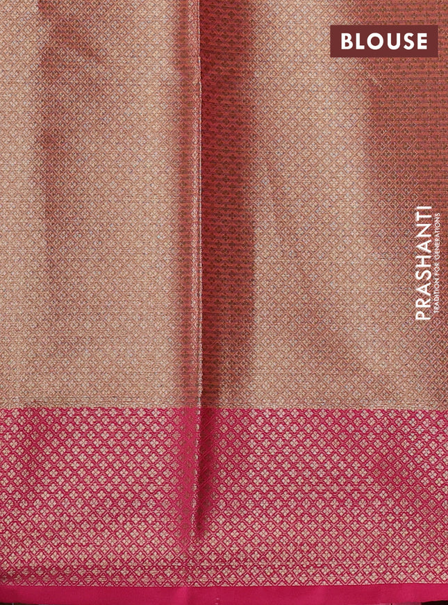 Banarasi semi dupion saree dual shade of pastel pink and pink with thread & zari woven buttas and zari woven border