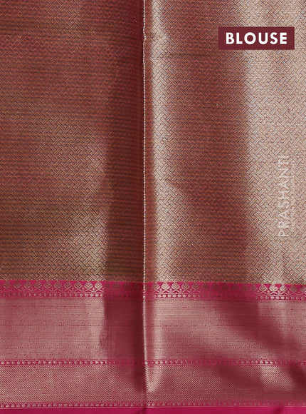 Banarasi semi dupion saree green and magenta pink with thread & zari woven buttas and zari woven border