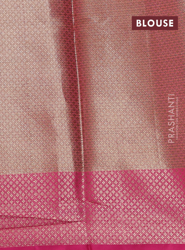 Banarasi semi dupion saree pink with thread & zari woven buttas and zari woven border