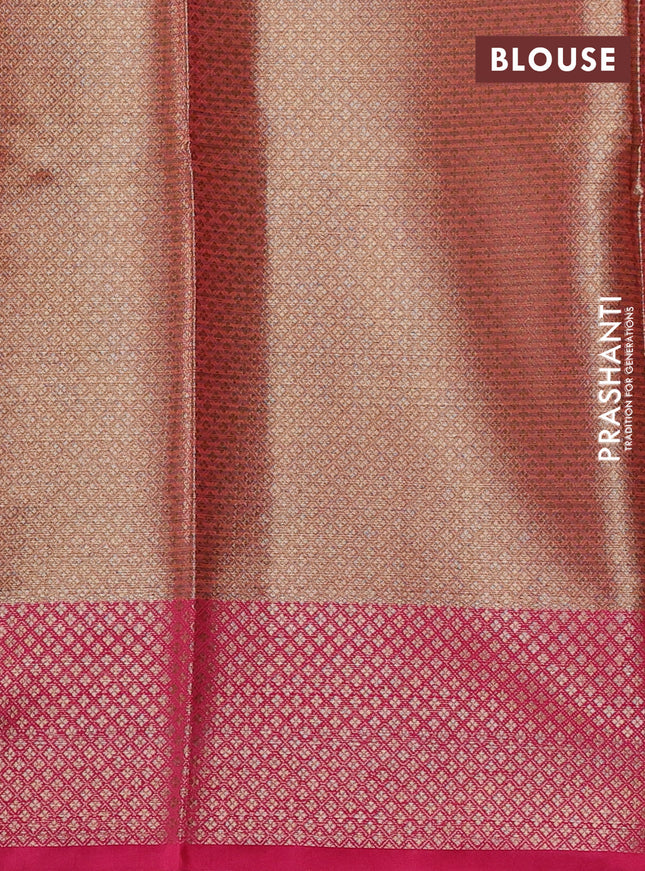 Banarasi semi dupion saree mustard yellow and pink with thread & zari woven buttas and zari woven border