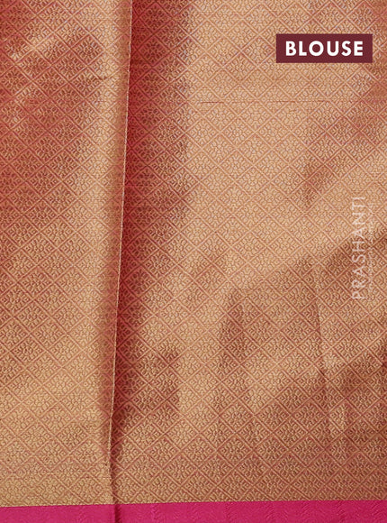 Banarasi semi dupion saree sunset orange and pink with thread & zari woven buttas and zari woven border