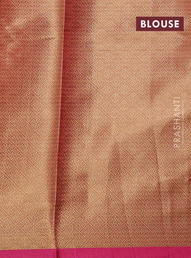 Banarasi semi dupion saree sunset orange and pink with thread & zari woven buttas and zari woven border