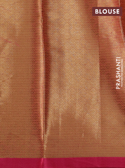 Banarasi semi dupion saree mustard yellow and pink with thread & zari woven buttas and zari woven border