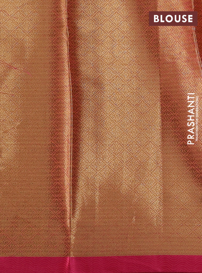 Banarasi semi dupion saree mustard yellow and pink with thread & zari woven buttas and zari woven border