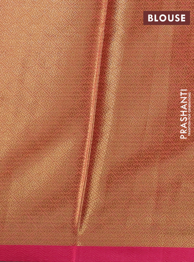 Banarasi semi dupion saree dual shade of pink and pink with thread & zari woven buttas and zari woven border