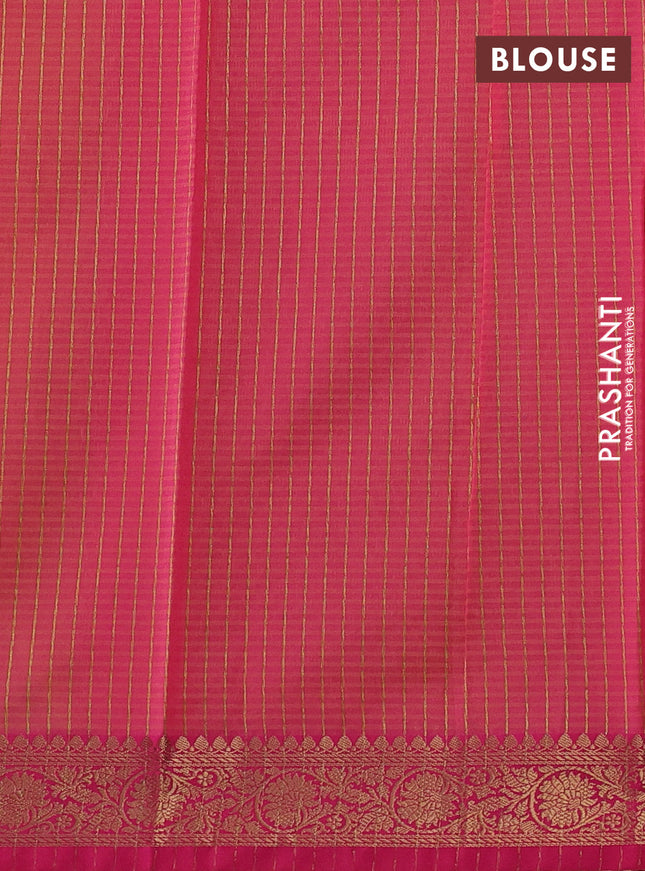 Banarasi semi dupion saree mustard yellow and pink with thread & zari woven buttas and thread & zari woven border