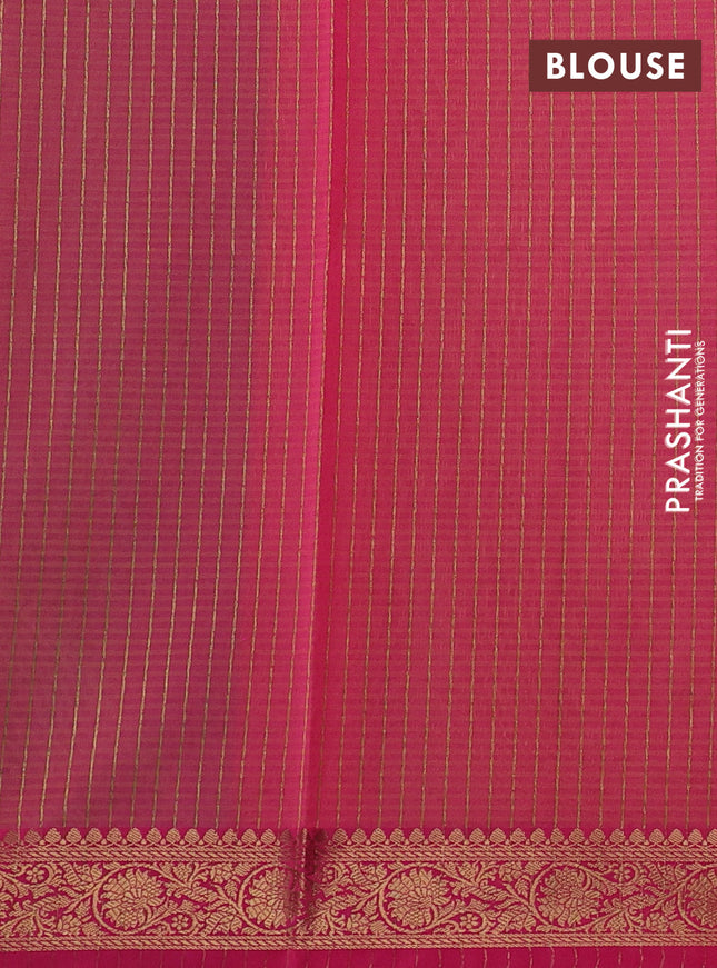 Banarasi semi dupion saree dual shade of greenish yellow and pink with thread & zari woven buttas and thread & zari woven border