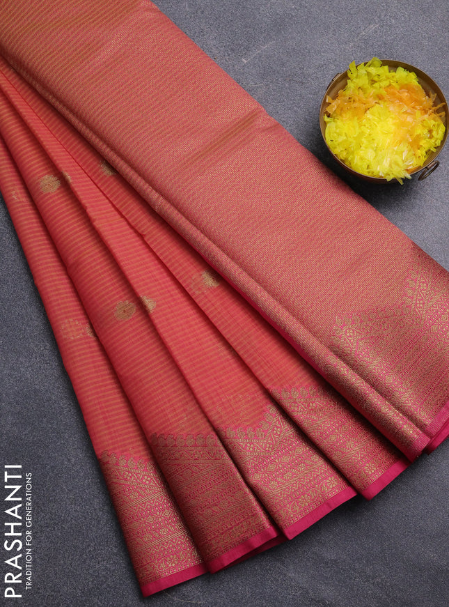 Banarasi semi dupion saree dual shade of purple and pink with thread & zari woven buttas and thread & zari woven border