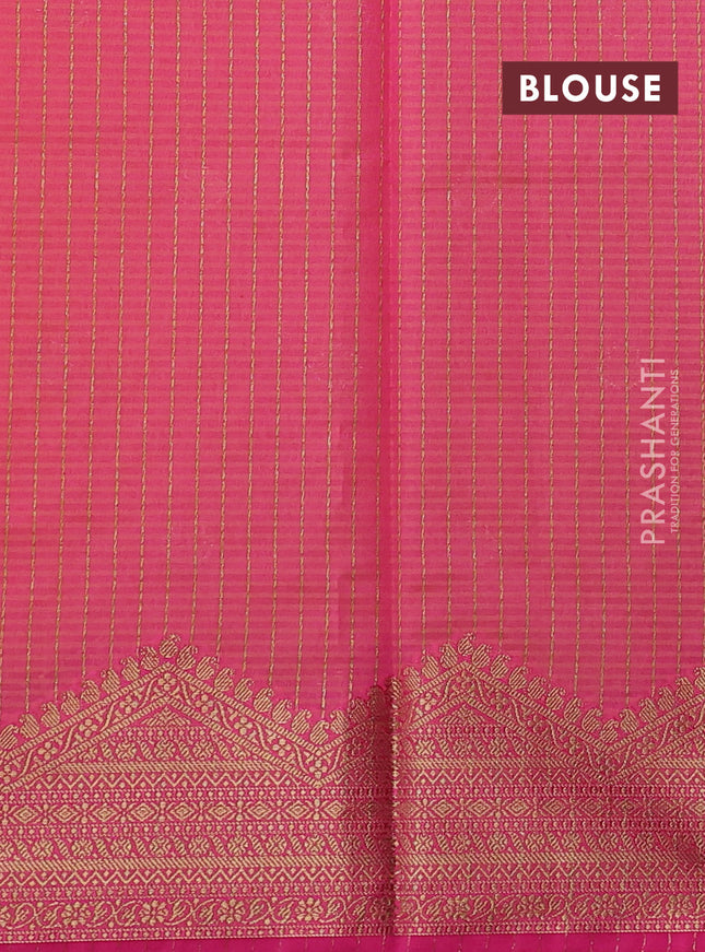 Banarasi semi dupion saree mustard yellow and pink with thread & zari woven buttas and thread & zari woven border
